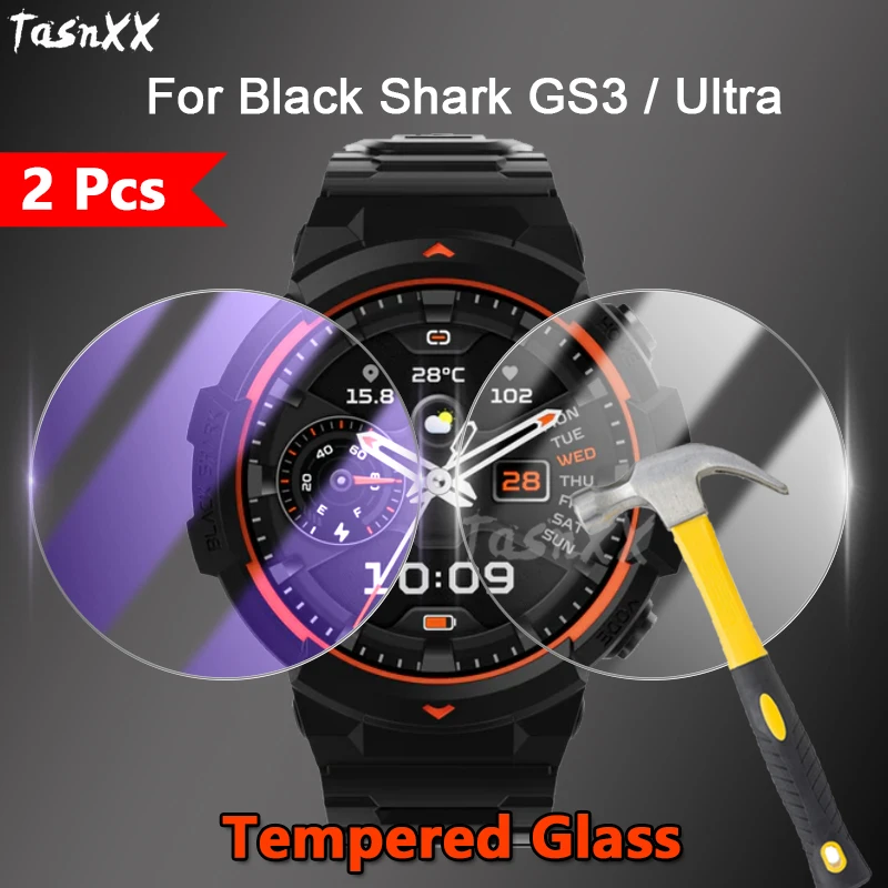 2 шт. для часов Black Shark GS3 Sport Ultra A3 S1 Pro 2.5D Тонкая прозрачная/антифиолетовая защитная пленка из закаленного стекла 9 м