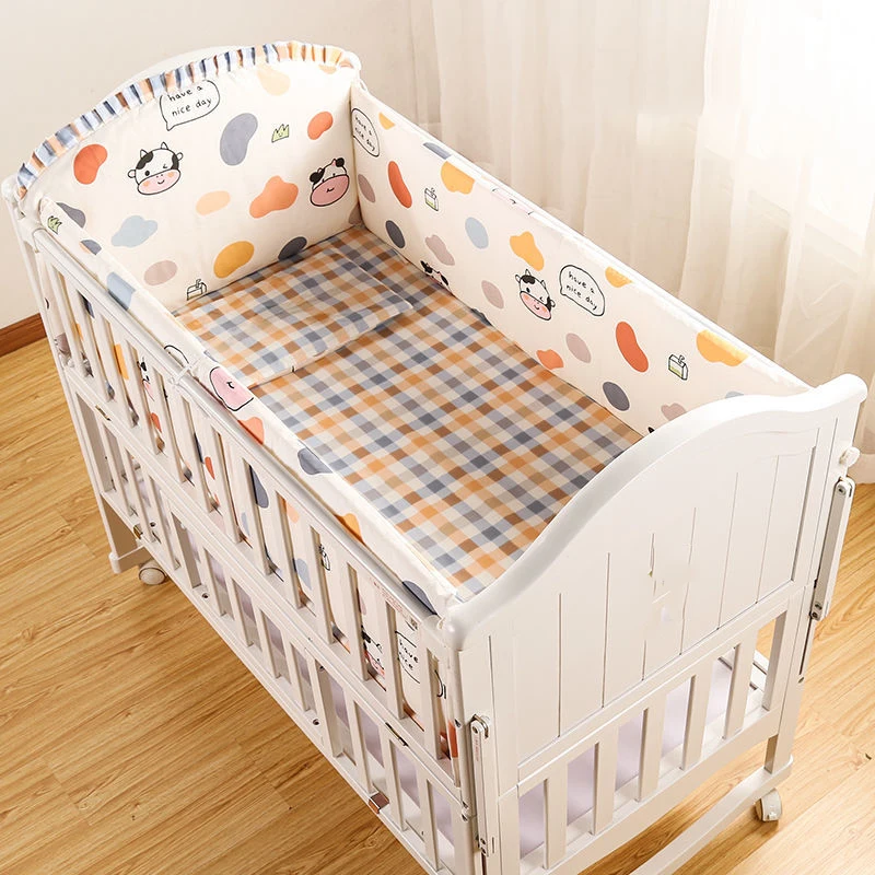 5PCS/Set Baby Cotton Crib Bed Surround Set Bumpers Bed Sheet Four Seasons Newborn Anti-collision Bed Crib Bedding Set