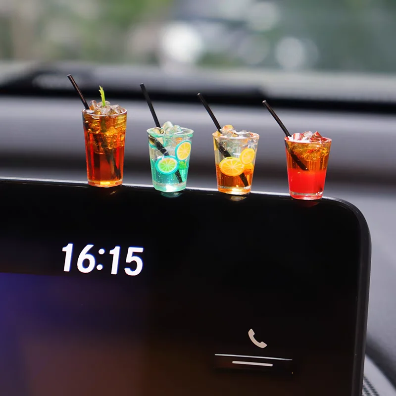 Cars Ornament Mini Beverage Cup Ice American Coffee Ice Black Tea Healing Series Car Center Console Decorative Accessories