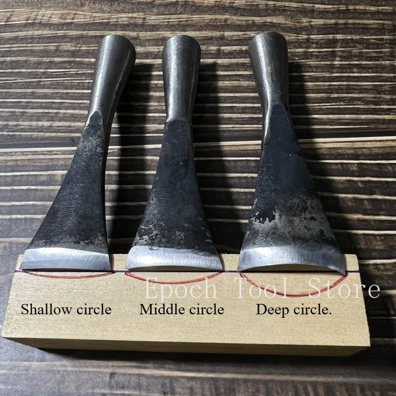 1 conjunto 0.5-3cm tamanho carpintaria escultura faca redonda plana círculo escavar buraco colher faca cinzel mão facas de escultura em madeira ferramentas de carpinteiro