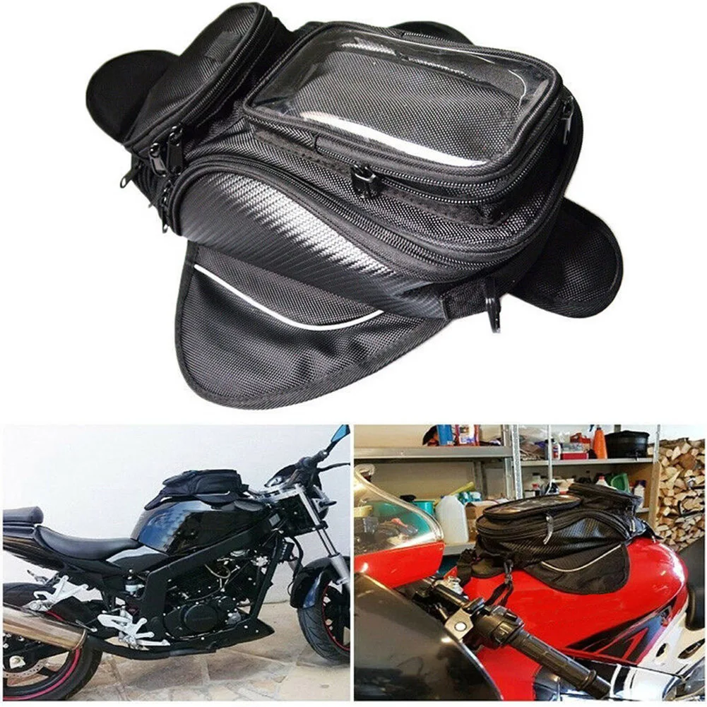 High Quality Black Motorcycle Tank Bag Motorbike Oil Fuel Tank Bag Magnetic Waterproof Saddlebag Motorcycle Accessories