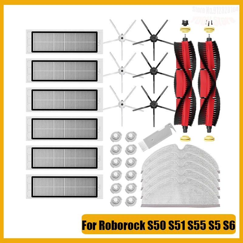 Parts For Xiaomi Roborock S50 S51 S55 S5 S6 Accessories Robot Vacuum Cleaner Parts HEPA Filter Mop Cloths Main Roller Side Brush