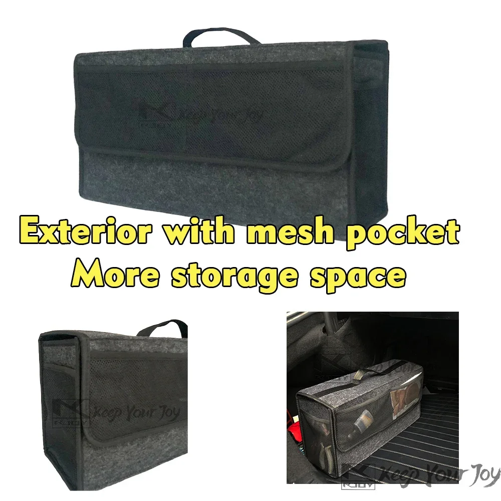 حقيبة تخزين كبيرة لأحذية السيارة، مقصورات لباد مضادة للانزلاق مع حقيبة شبكية لترقية تنظيم أدوات صندوق السيارة