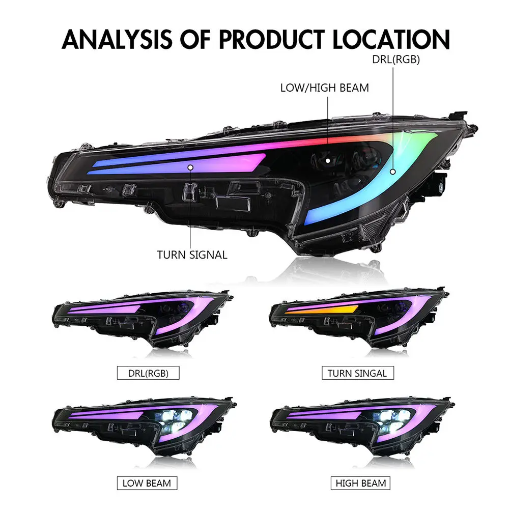 for  US Corolla 2020-2024 Headlamp High Brightness Safety Auto Front Lighting System LED RGB Headlight Assembly