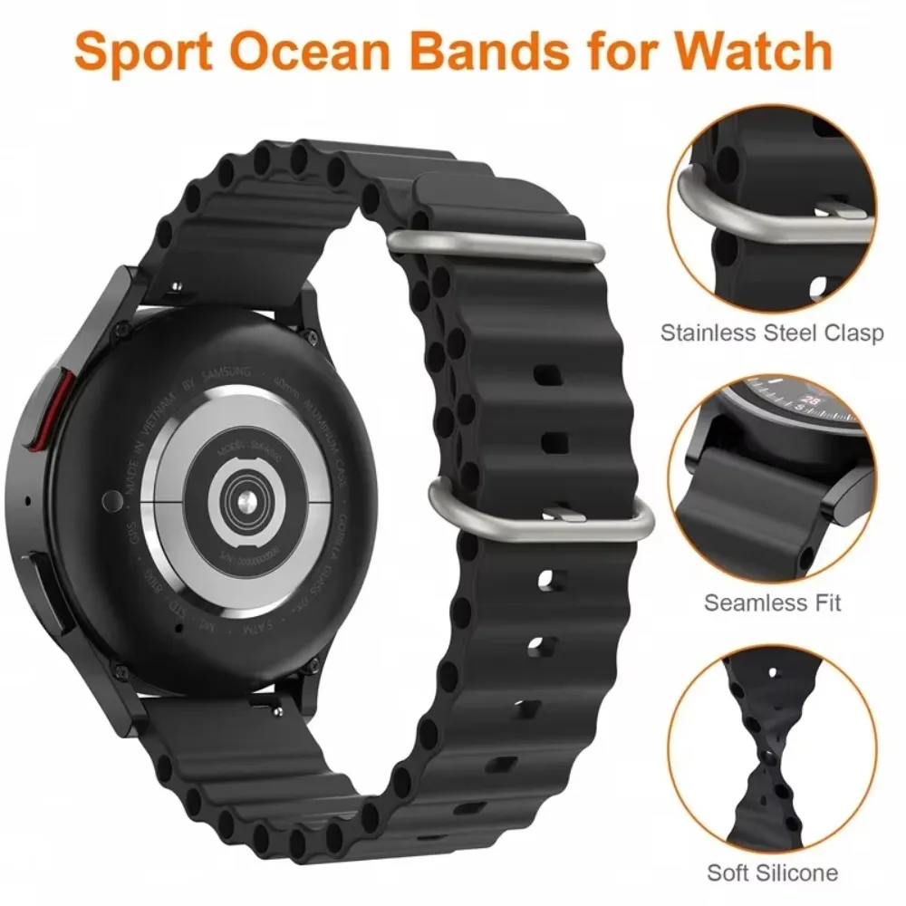 Ocean Wave Silicone Band 22mm for Redmi Watch 5 Lite Active Wavy Texture Dual Ring All Holes Adjustable Soft Sport Strap Durable