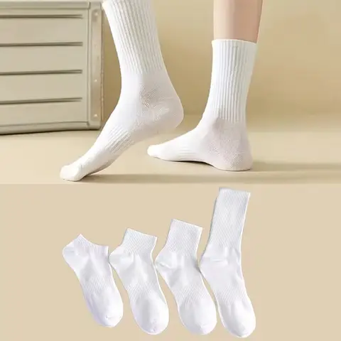 4 쌍 솔리드 컬러 양말 블랙 화이트 여러 스타일 부드러운 통기성 스포츠 발목 남성 여성 여름 가을 비즈니스 양말