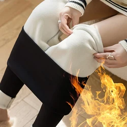 Women Winter Warm Thermal Leggings High Waist Solid Color Warm Pants Fashion Black Elasticity Autumn Velvet Comfortable Leggin