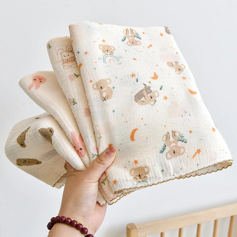 Organic Baby Blankets Muslin Swaddle For Newborn Fringe Double Layer Cotton Summer Blanket Bed Comforter Infant Baby Stuff