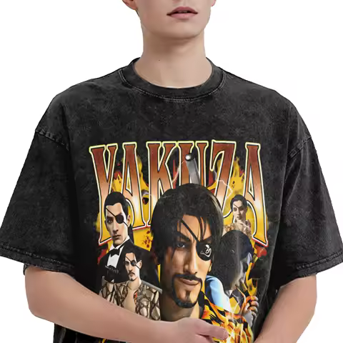 Yakuza Majima T Shirts for Men Cotton Vintage T-Shirts O Neck Tee Shirt Short Sleeve Tops Gift Idea