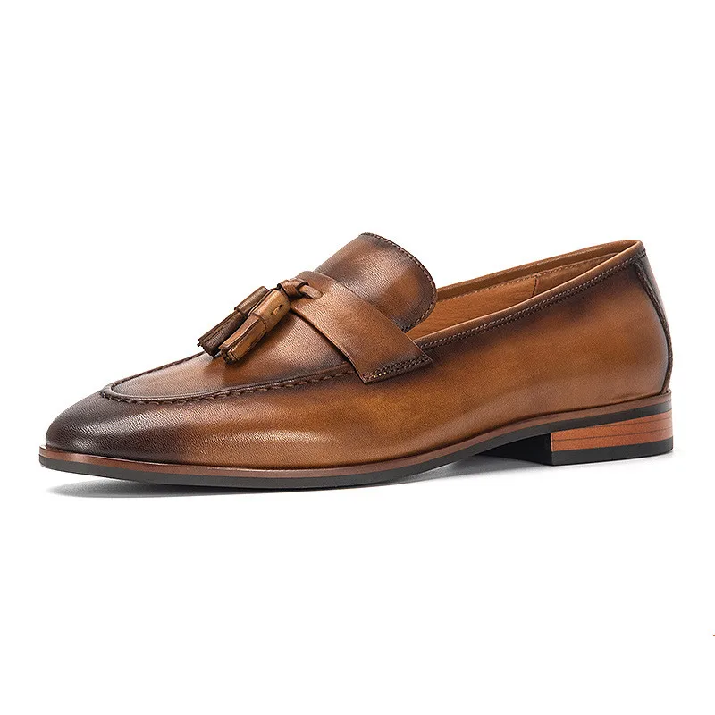 New 2026 Luxury Original Genuine Leather Wedding Dress Shoes Elegant Best Tassel Loafers for Men Plus Size 38-46