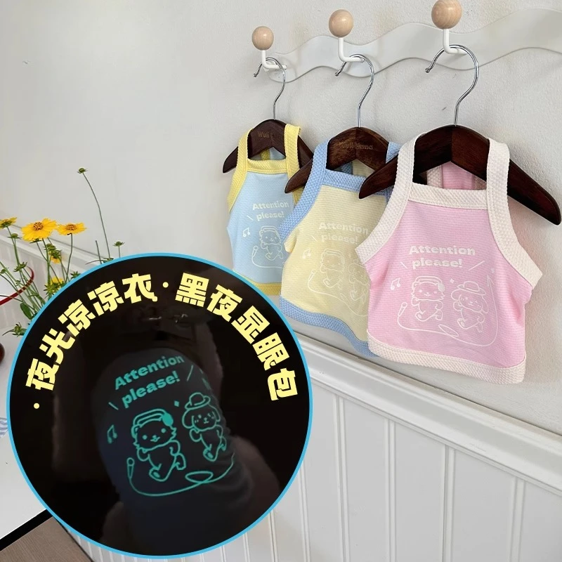 

Dog Luminous Vest Pet Summer Cool Clothes Printed Suspenders Small Dog