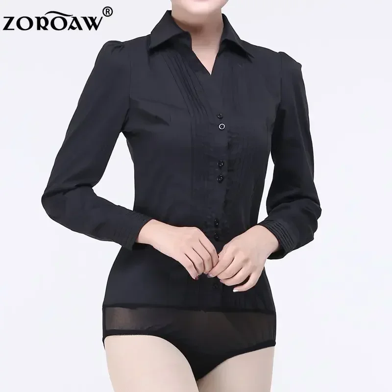 Elegant Bodysuits for Women, White Body Shirt, Long Sleeves Spring Fashion Tops and Blouses Female Clothes Office Lady Work 2023