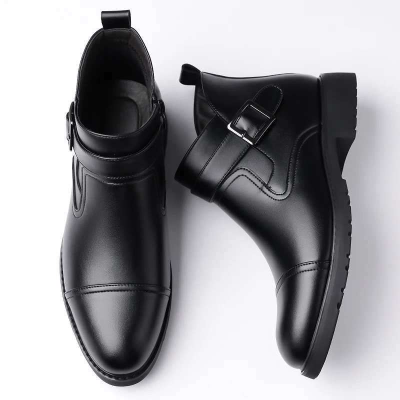 فستان ريترو أحذية رجالية عصرية مشبك حزام تشيلسي أحذية رجالية الأعمال الرسمية حذاء من الجلد أحذية رجالية اجتماعية أنيقة #5