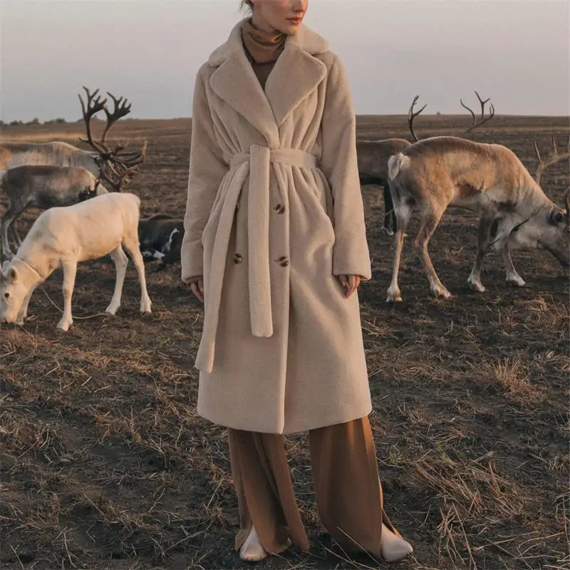 

Women's Coat 2023 Autumn/Winter New Warm Commuter Temperament Elegant Long Double-Breasted Coat