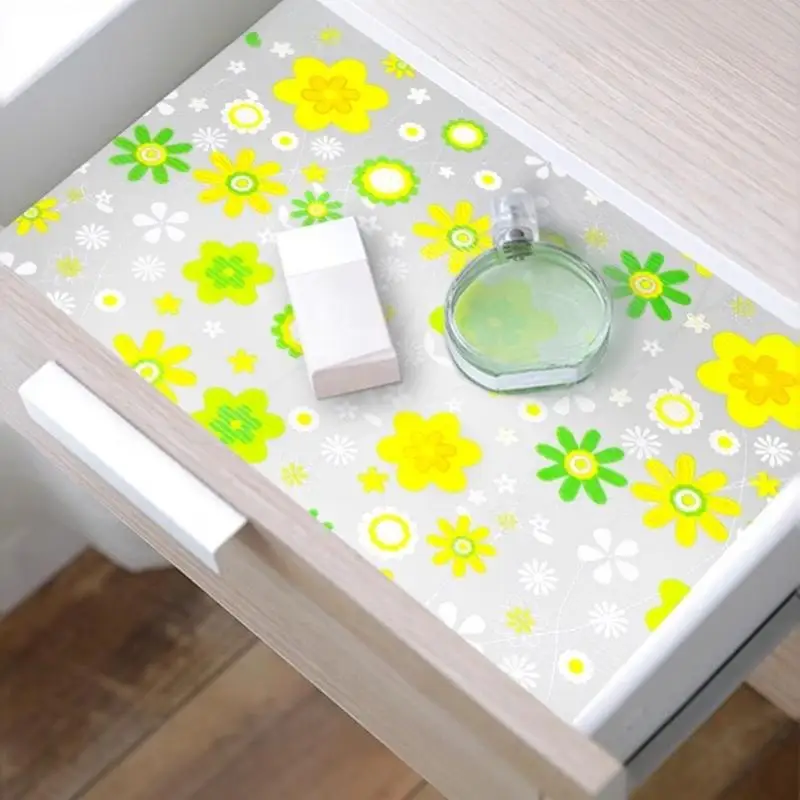 4Pcs Shelf Liner Non-Adhesive Waterproof Drawer Liner Durable Easy-to-Cut EVA Shelf Paper For Kitchen Cabinets Refrigerator