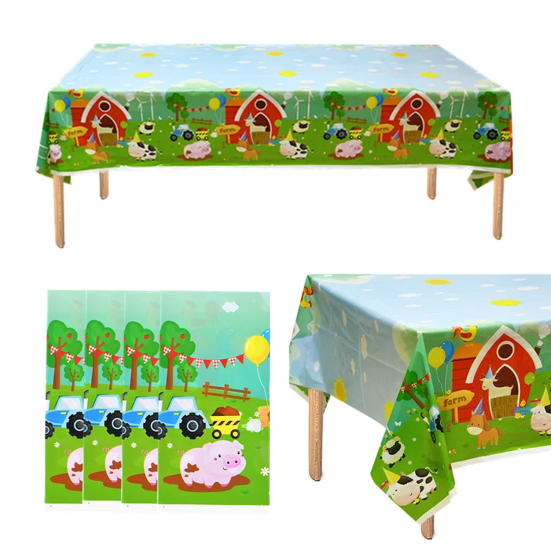 1/10pcs Farm Animal Party Tablecloth Barnyard Farmhouse Disposable Tableware Pig Cow Sheep Animal Theme Birthday Party Decoation