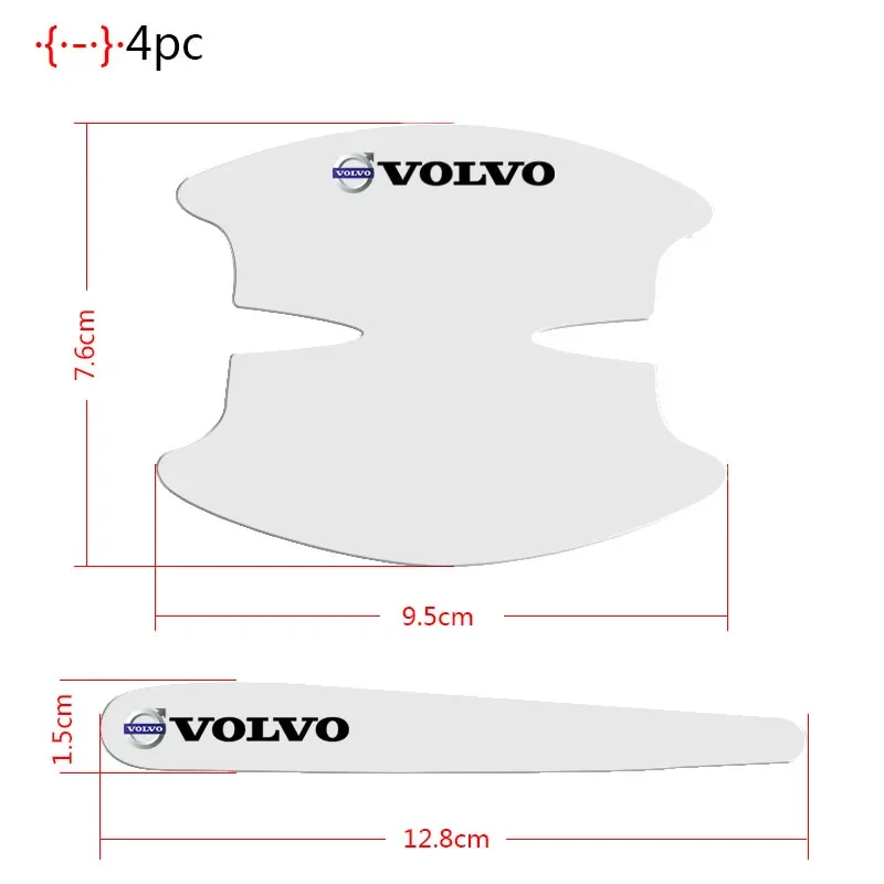 Etiqueta anti-risco da bacia da porta do carro, decalques da proteção do punho, apto para Volvo XC90, S60, V40, XC60, S80, S40, V70, V50, S90, T6,