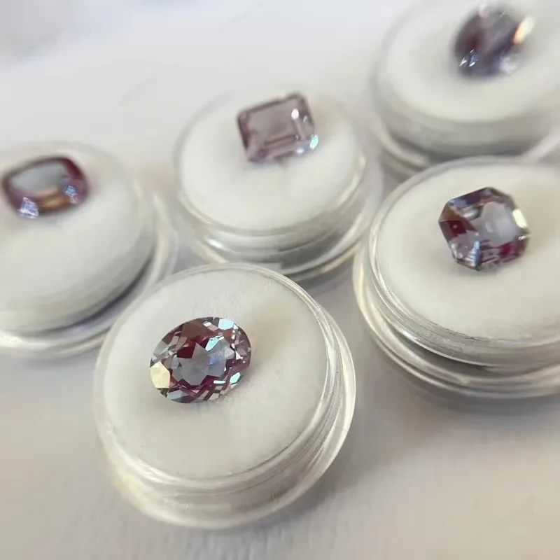 Lab Grown Alexandrite Stone Multiple Shape Purple Color Charms Beads for DIY Jewelry Making Materials Selectable Certificate