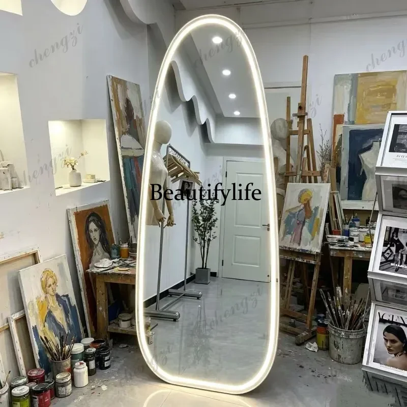 Water drop mirror special-shaped touch screen fitting full body mirror vertical living room a17
