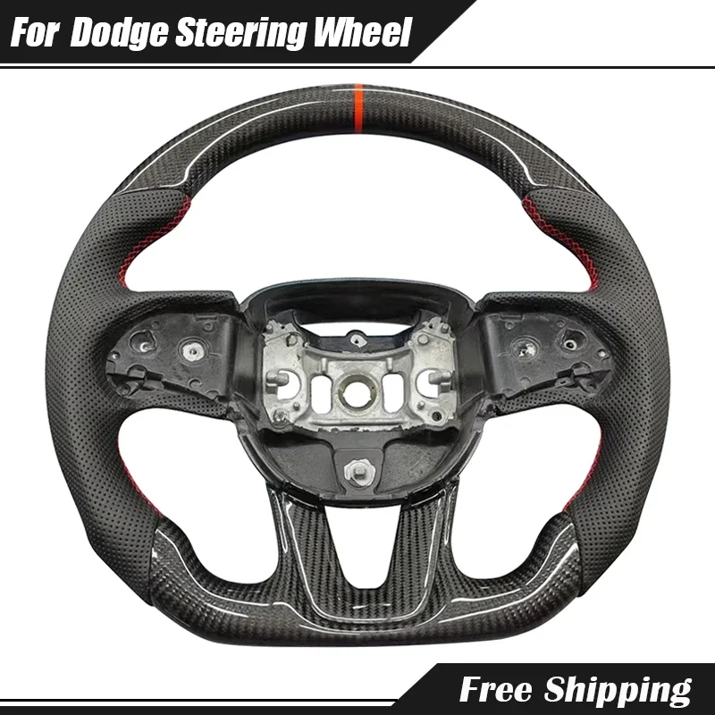 Real Carbon Fiber Steering Wheel For Dodge Challenger Charger HELLCAT Jeep Grand Cherokee 2015 2016 2017 2018 2019 2020 2021