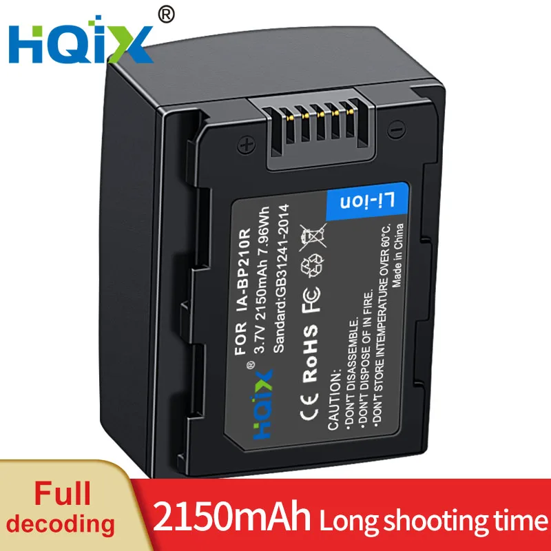 

HQIX for Samsung HMX-H303 SMX-F500 SMX-F53 SMX-F54 HMX-H304 H305 Camera IA-BP210R Charger Battery