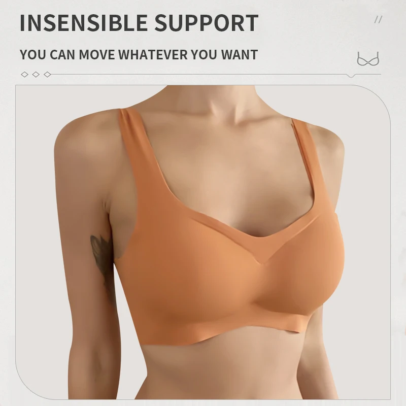 3PCS Summer Ice Silk Bra Seamless Vest Bras Women Push Up Underwear Sleep Top Padded Shock-Proof Thin Candy Lingerie Bralette