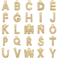 7x8mm Brass Cubic Zirconia Crystal 26 Letter Charms Pendants for Women Necklace earring jewelry accessories model:VD545
