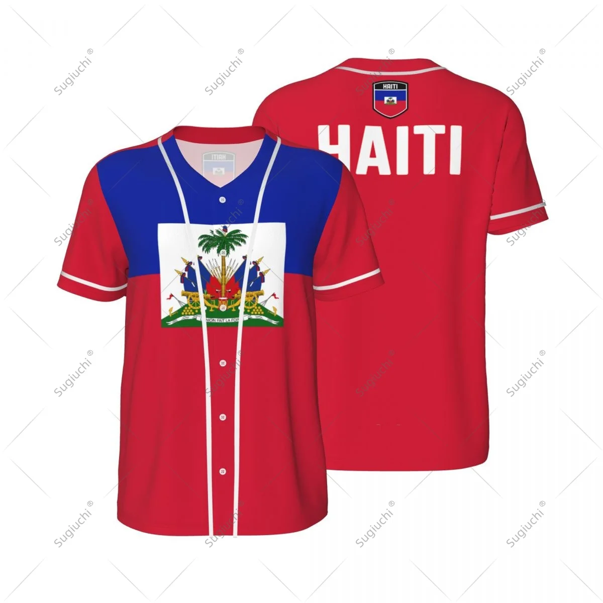 3D Printed Haiti Flag Men Baseball Jerseys Mesh Sports T-shirt Tees Custom Name Nunber
