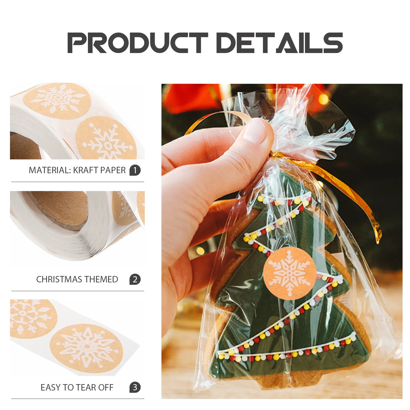 

500Pcs Christmas Snowflake Labels Self-Adhesive Xmas Stickers Candy Biscuit Packaging Decorations Gift Sealing Decals