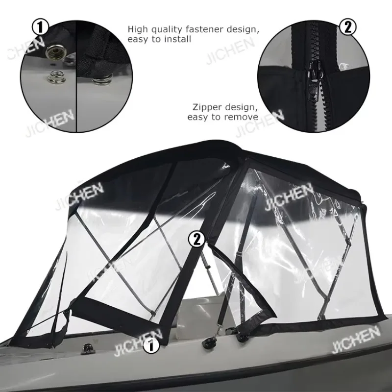 

3 bow aluminum tube boat Bimini top canopy Bimini top with PVC windshield