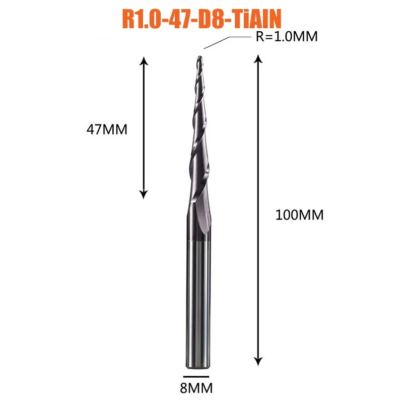 Hardmetaal frees, volhardmetaal, 4mm 6mm 8mm, kogelfrees, taps toelopende frees, freesbits, taps toelopende frees voor hout en metaal