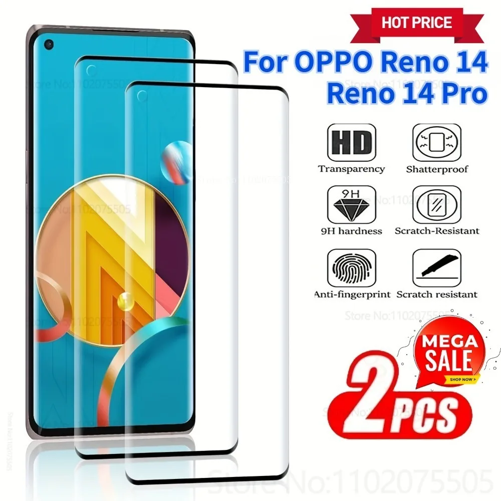 

2 шт. прозрачные защитные пленки HD с полным покрытием для OPPO Reno 13 Pro 13F 11F 10 9 8T 9H закаленное стекло Reno 12 Pro 12F Reno 14 Pro