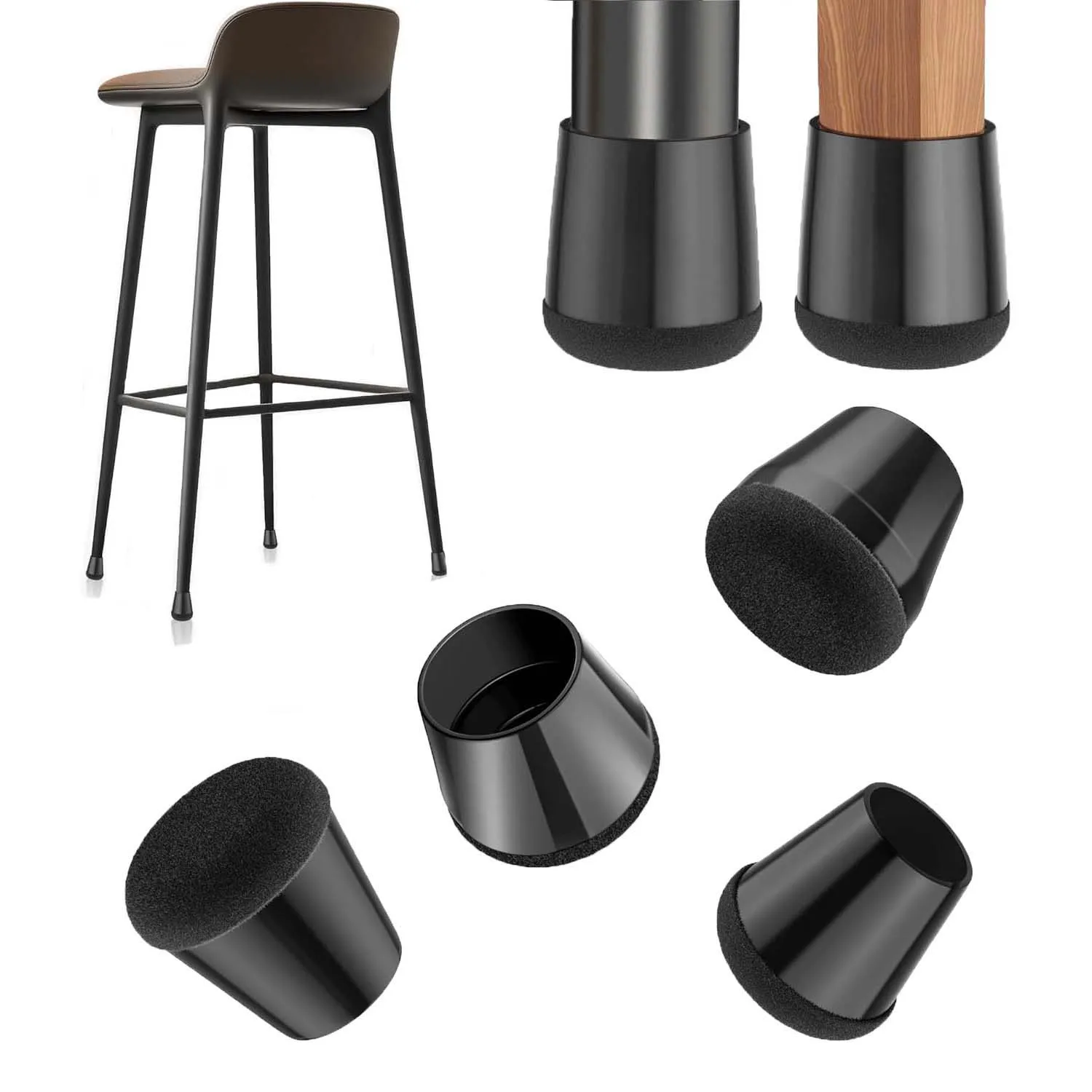 

8PCS Silicone Chair Leg Protectors Non Slip 360° Wrapped Felt Furniture Feet Pad for Hardwood Floor Anti Scratch Noise Reduction