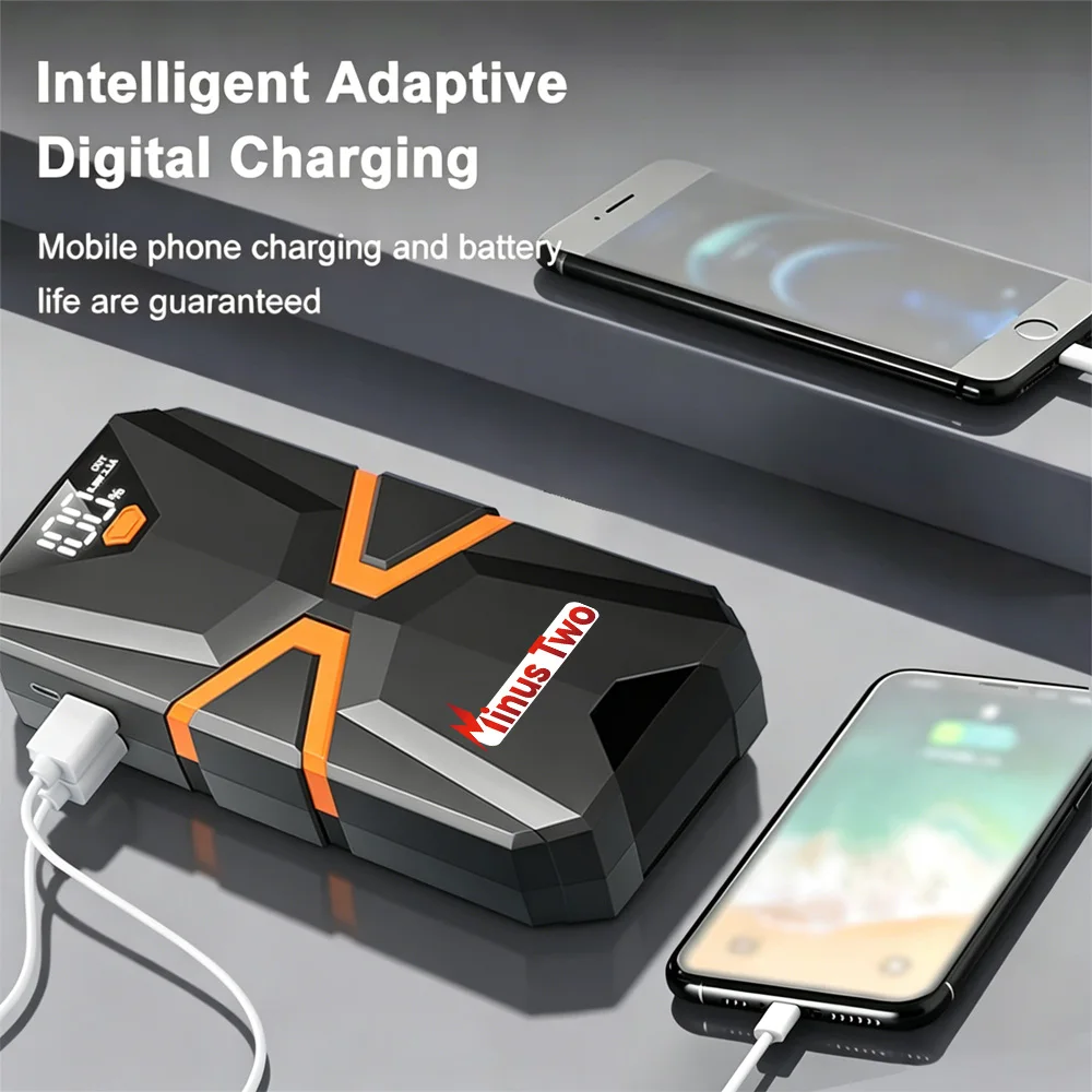 Minus Two Portable Car Jump Starter Auto Emergency Booster with Digital Power Display & Phone Charging Function