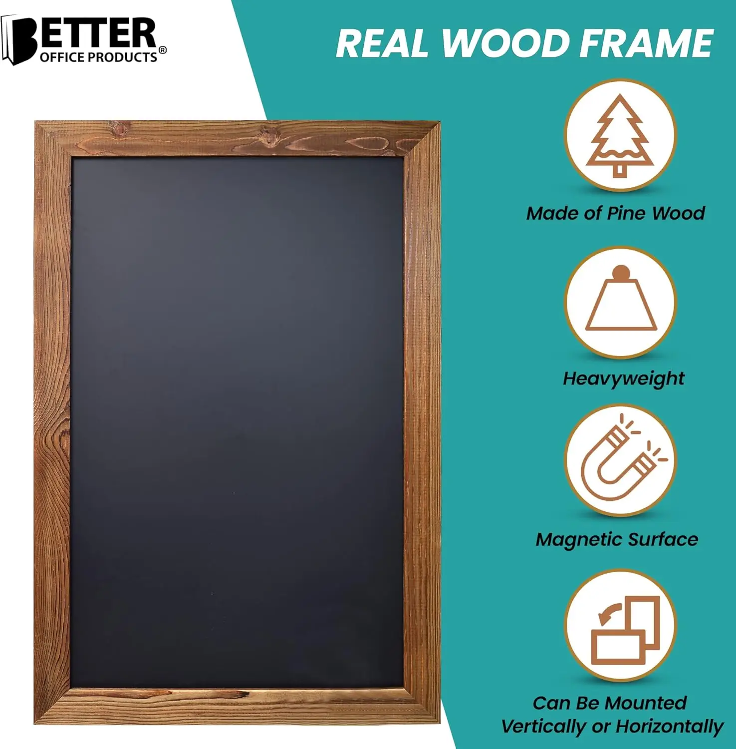 لافتة سبورة مغناطيسية كبيرة بإطار خشبي، مقاس 20 × 30 بوصة، تتضمن علامات وممحاة