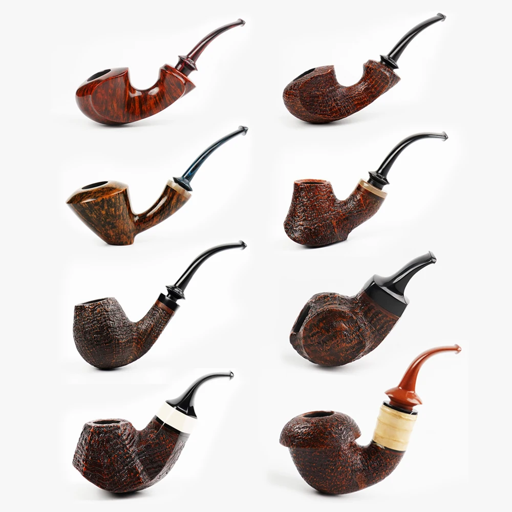 Smoker Bent Type Briarwood Tobacco Pipe Hand-carved With Free Smoking Accessories Kits