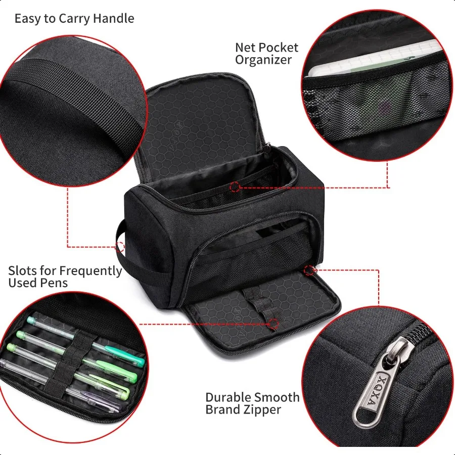 XQXA Large Capacity Pencil Case Organizer Multifunctional Extra Big Pencil Pouch with Compartmens Travel Simple Stationery Pen