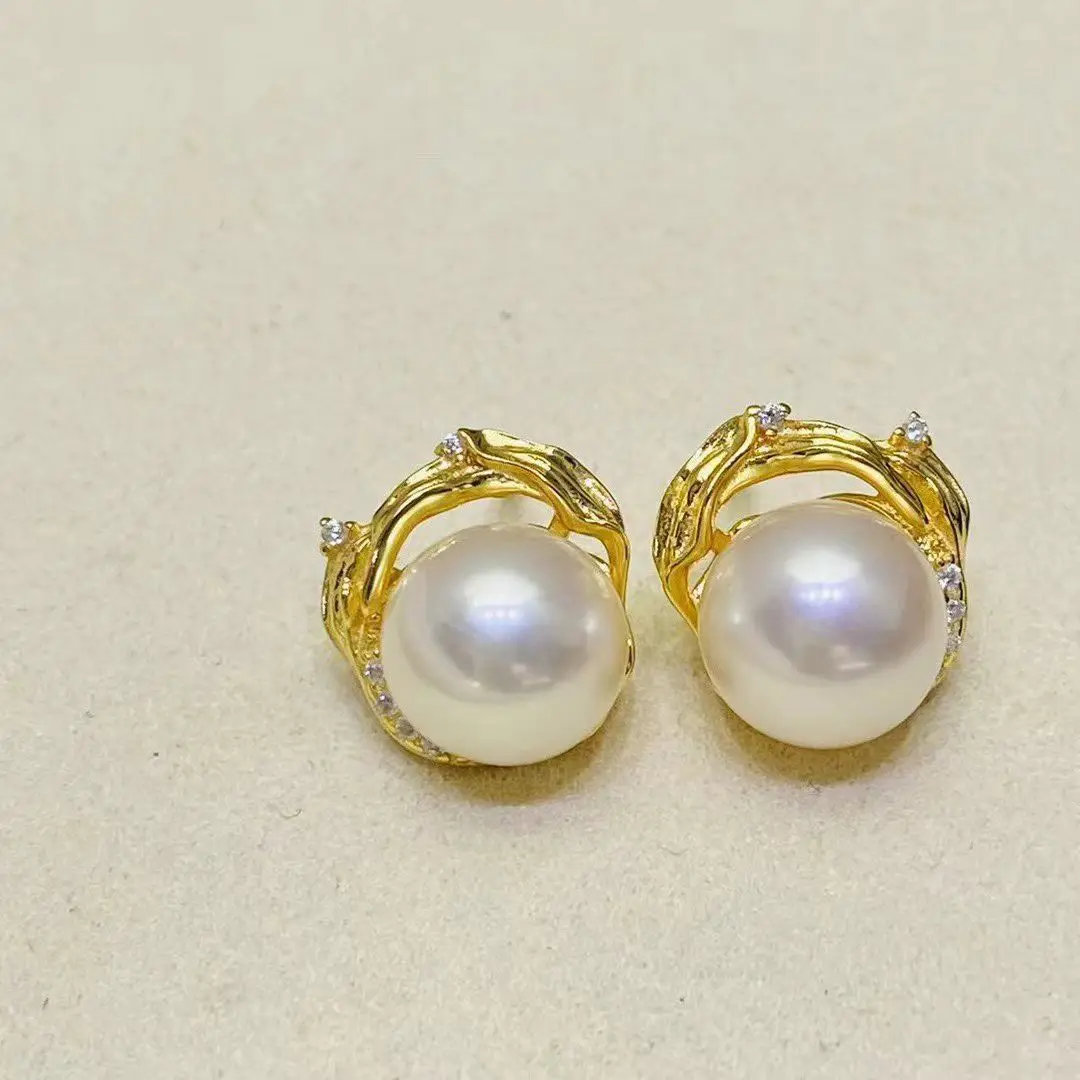 

Wholesale S925 Sterling Silver Earrings Mount Findings Settings Base Mounting Parts Accessory for 8-9mm Pearls 5 pairs/lot