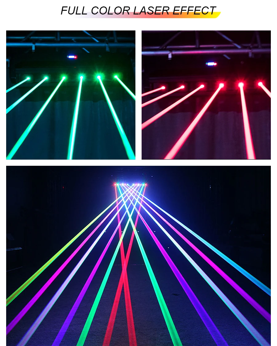 6X500mW Moving Head Laser Strahl Licht Voll Farbe RGB 3in1Projektor DMX512 DJ Beleuchtung Für Bühne Party disco Weihnachten Hochzeit Mus – Detail 10