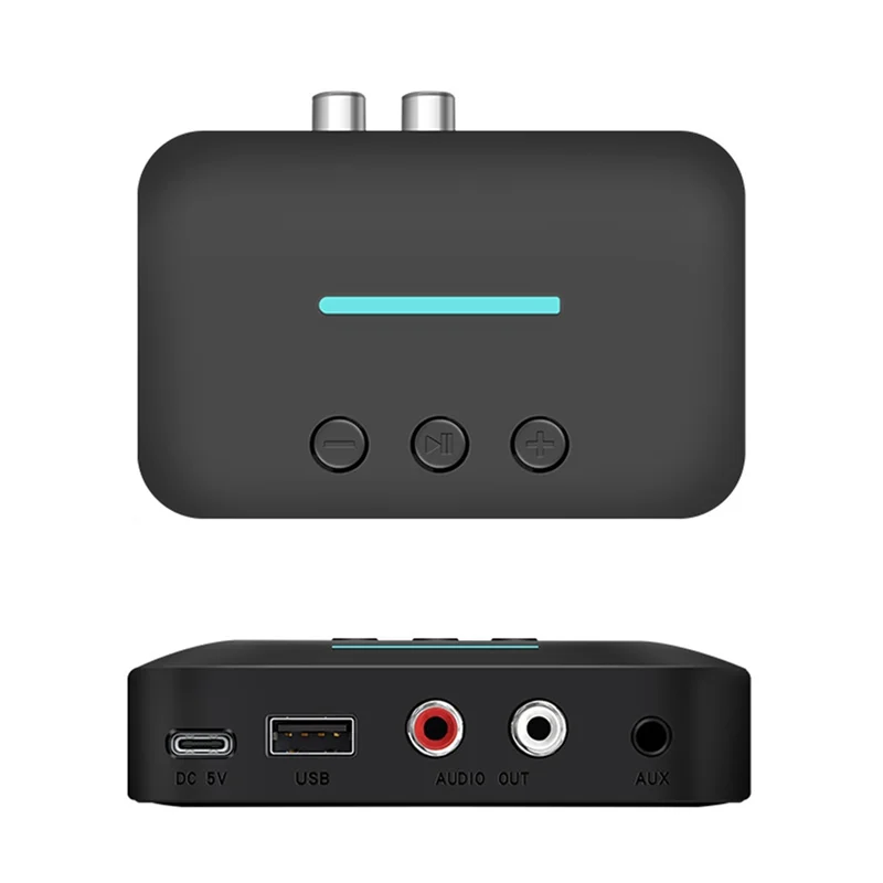 

Stylish-USB Bluetooth 5.3 Audio Receiver Adapter Wireless Stereo Music 3.5Mm AUX R/L Support U-Disk Playback For Desktop Speaker