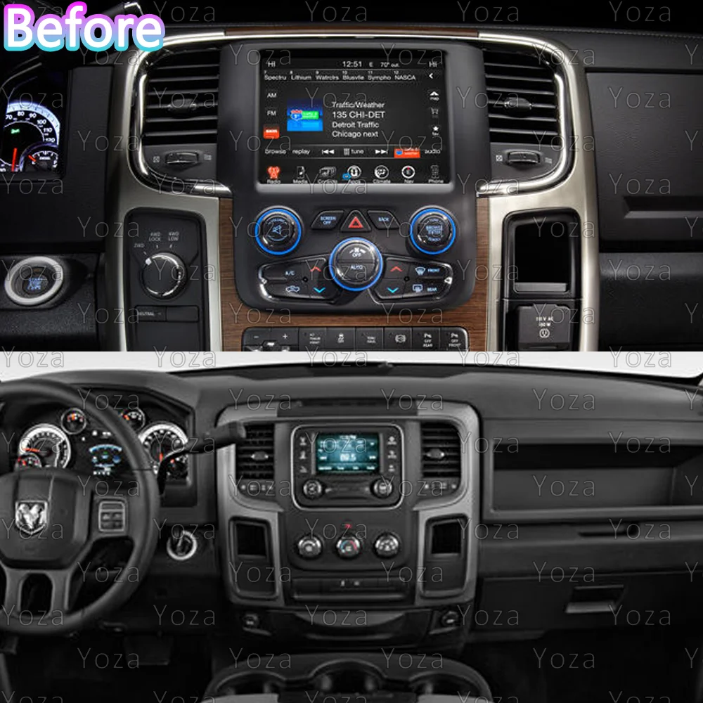 Yoza Carplay Car Radio For Dodge RAM 2013-2019 Qualcomm Processor Android11 Stereo Multimedia Player Navigation 4G WIFI GPS