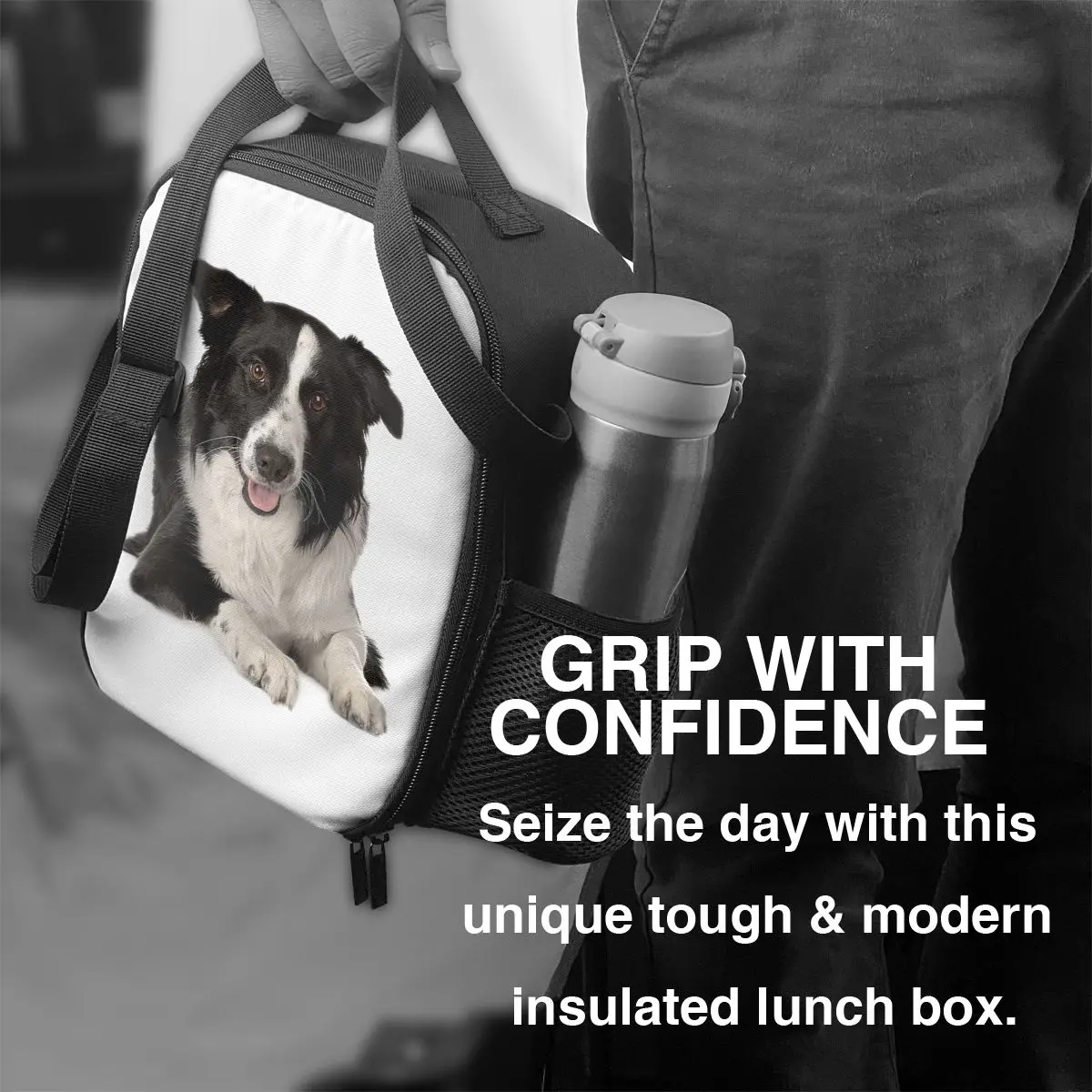 Border Collie Insulated Lunch Tote Bag per le donne Pet Dog Gift Resuable Cooler Thermal Food Lunch Box Work School Travel