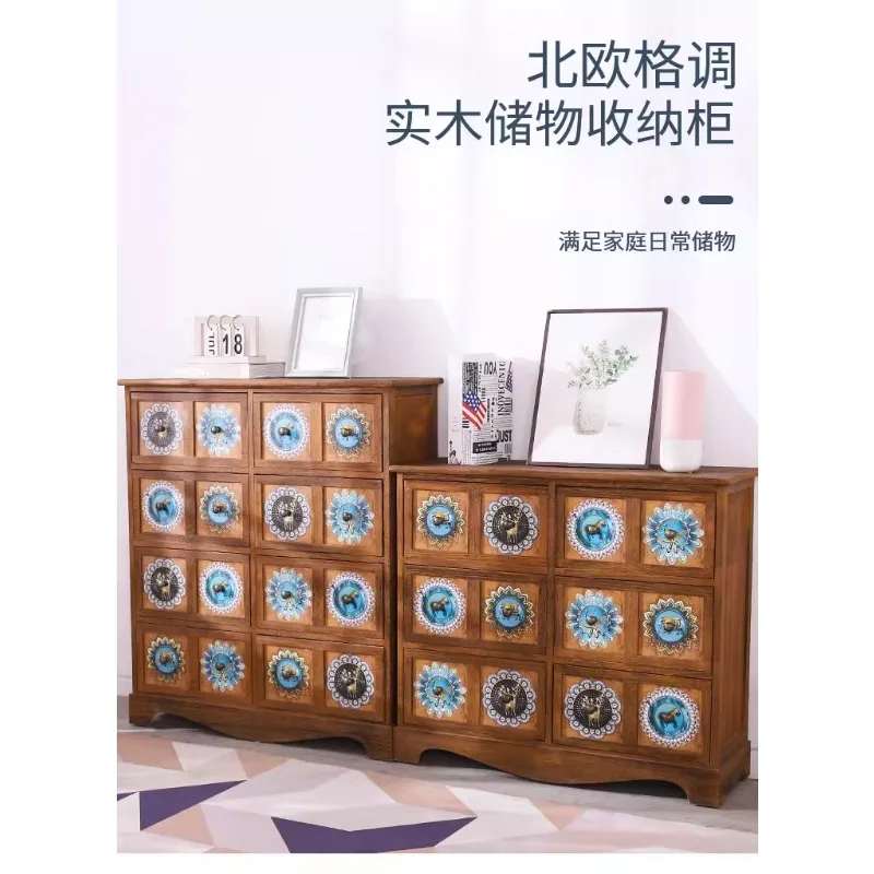 American solid wood locker painted living room chest drawer storage cabinet balcony bay window cabinet bedroom locker high