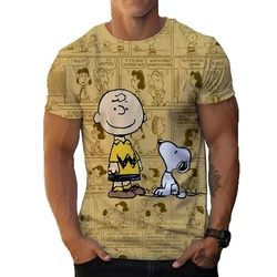 Fashionable men's T-shirt simple Snoopy print T-shirt casual 3D printing personalized round neck short sleeved top Kids Tops