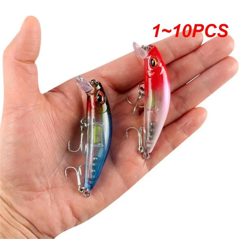 

1~10PCS Luminous Minnow Fishing Lures 7cm 10.5g Slow Sinking Wobbler Glow Plastic Hard Artificial Bait 6 # Hooks Fishing Tackle