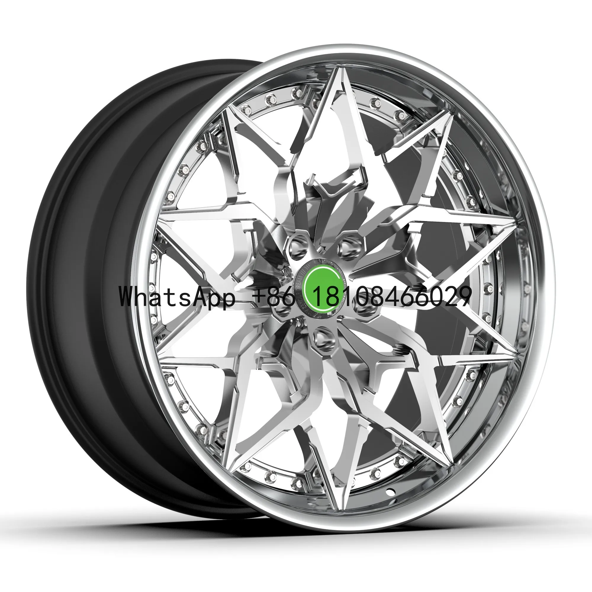 Step Lip Exposed Hardware mesh design  Elevated spoke mirror polished 3 pcs forged wheel