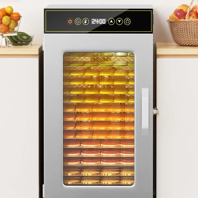18-Tier Stainless Steel Food Dehydrator with Adjus Tier Spacing, Energy-Efficient Drying for Fruits, Meat