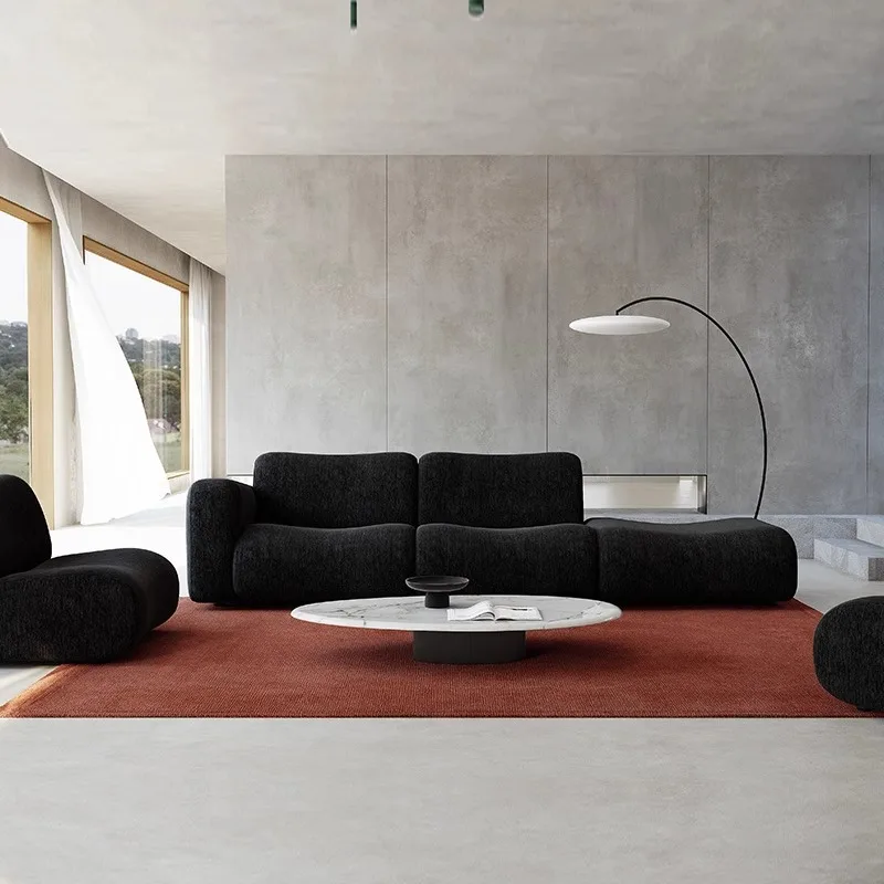 Divano in tessuto minimalista italiano combinazione di divani medievali in fila dritta retrò in ciniglia completamente smontata e lavata