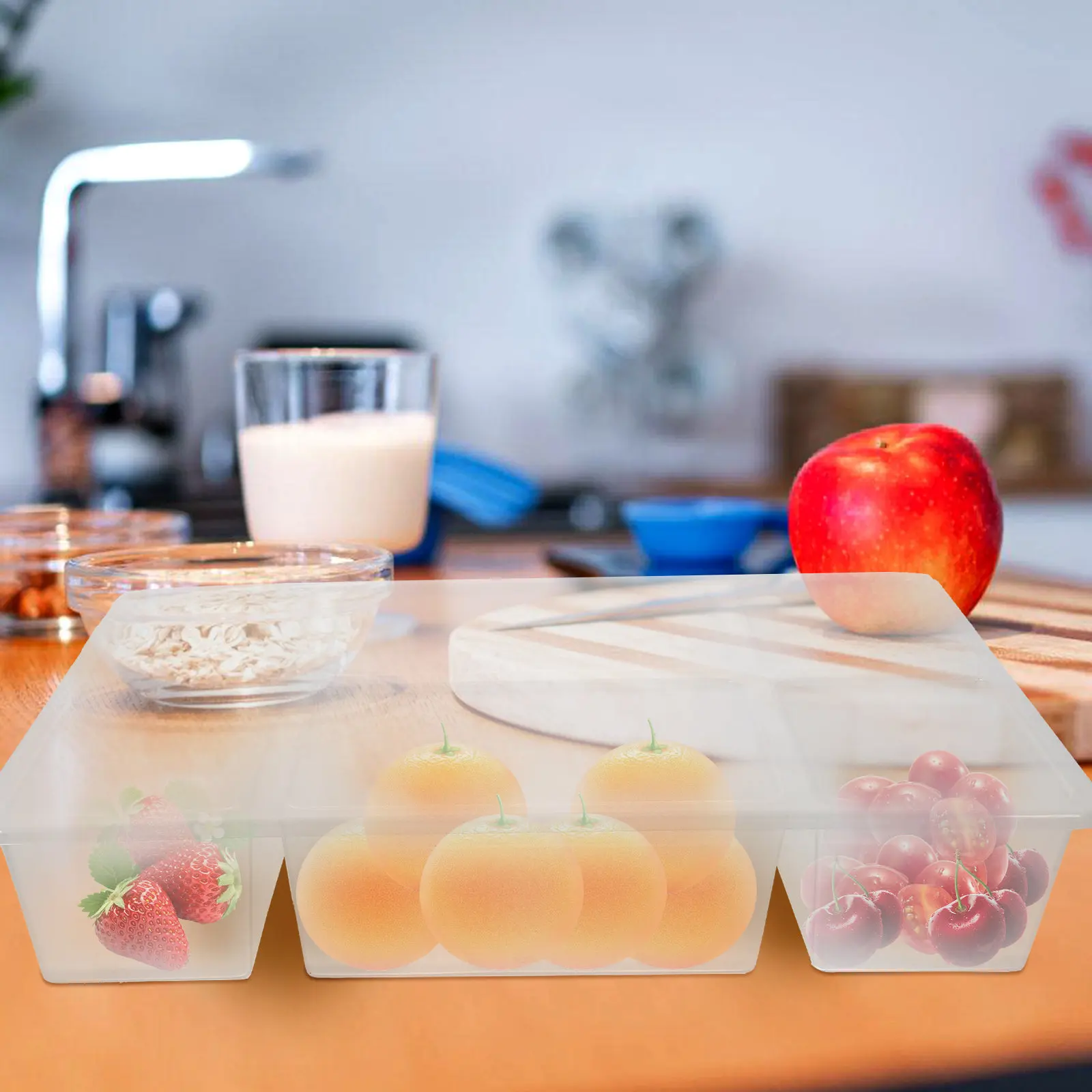 PP Refrigerator Food Storage Container with Airtight Lid for Fruits Vegetables Snacks Fresh Keeping Stackable Transparent Fridge