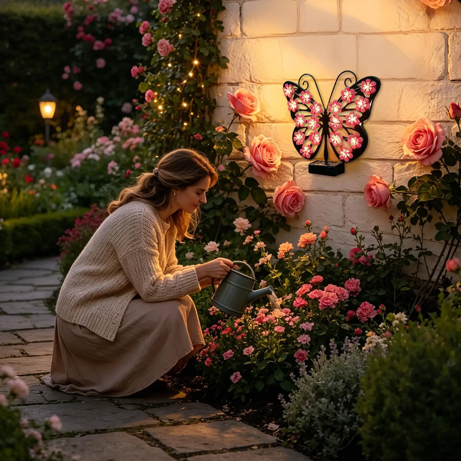 Solar Butterfly Lights Outdoor Waterproof Metal Lamp LED Butterfly Lights For Garden Yard Patio Porch Fence Wall Pathway